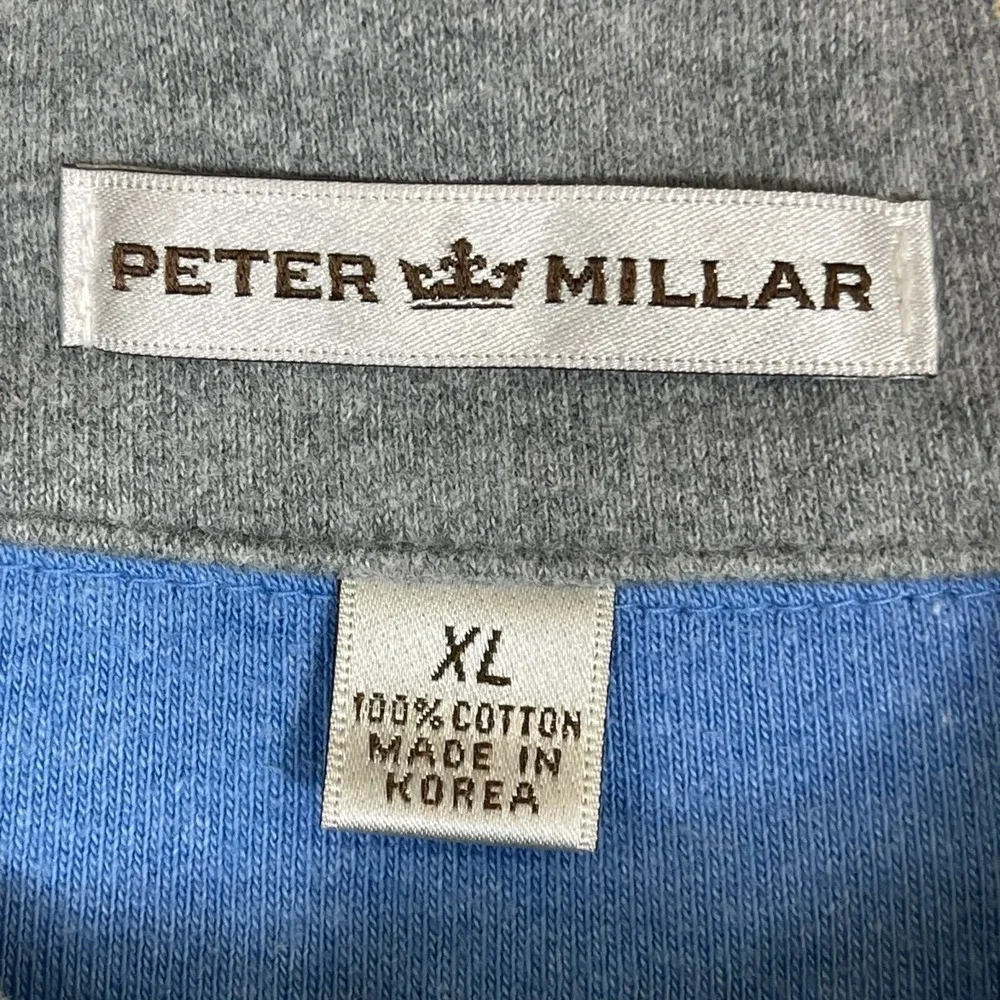 Peter Millar Pullover Mens XL MF12K36 Blue Quarter Zip Cotton EUC